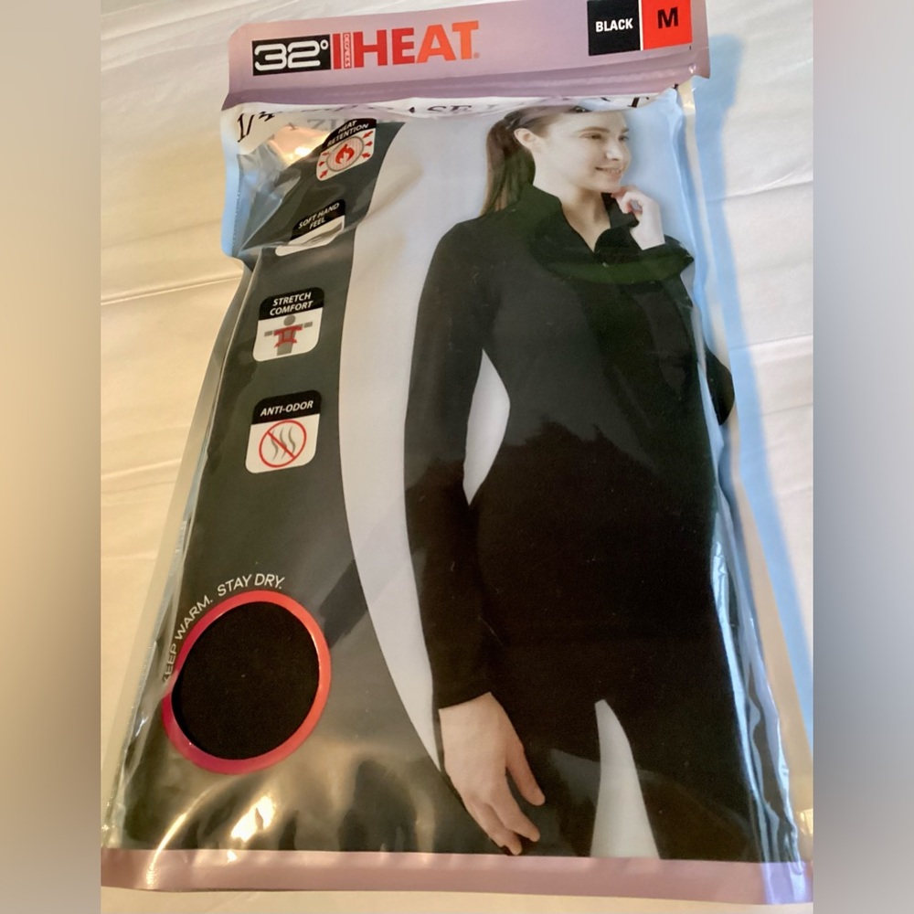 New! 32 Degree Heat 1/4 Zip Base Layer Top Black Medium